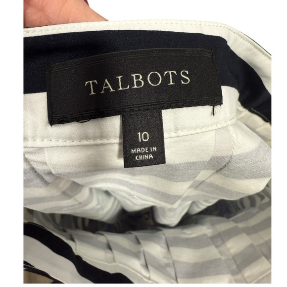 Talbots Striped Floral Pleated Midi Skirt Size 10 Old Money Feminine Modest - Picture 2 of 12